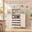 Armoire de cuisine autoportante avec plateaux coulissants, grande armoire de rangement avec tablettes de porte et tablette réglable-1096315055