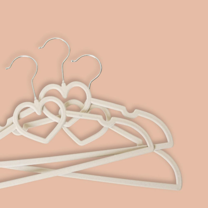 Paquet de 18 cintres en forme de cœur pour enfants en rose, Pink