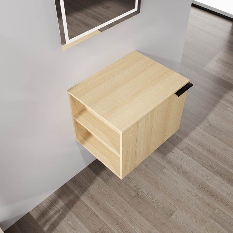24" Bathroom Storage Cabinet With Side Shelves - Modern Engineered Wood Design In Oak Finish Or Ameican White Oak, Oak