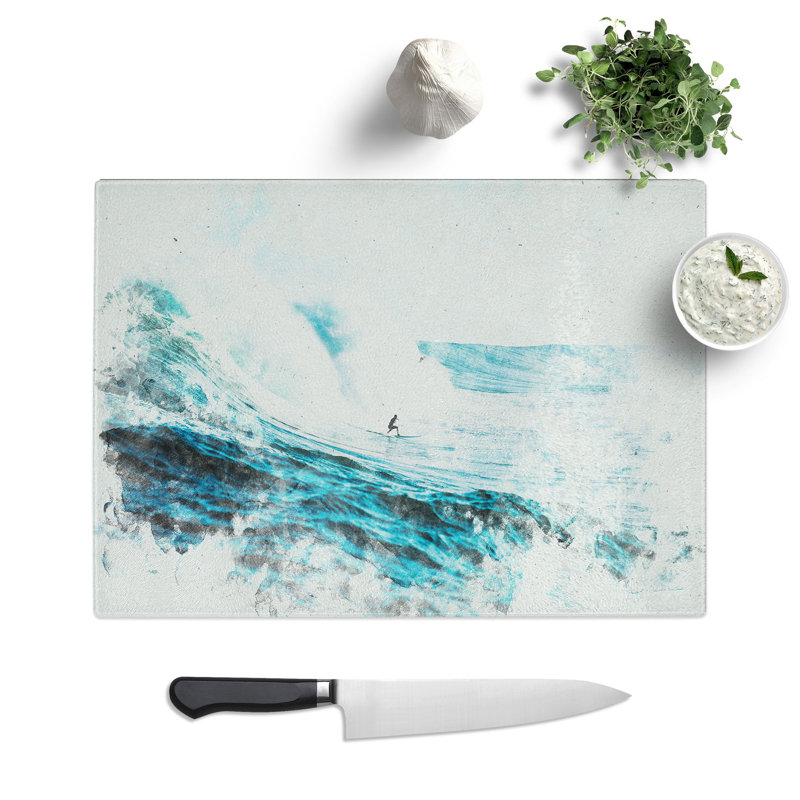 Tempered Glass Surfs Up Chopping Board, 28.5 cm x 39 cm