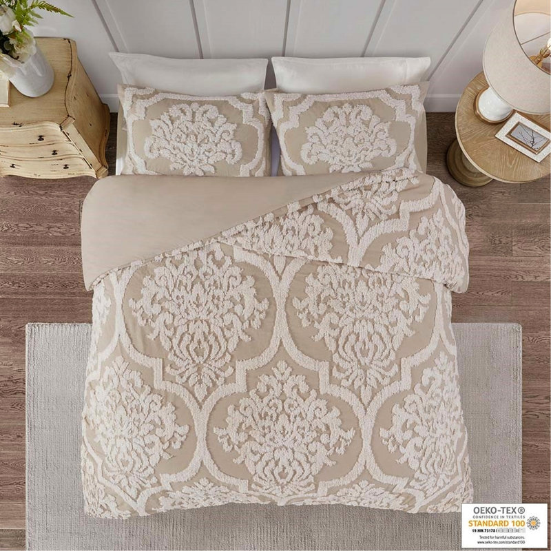 Housse de couette très grand / très grand en chenille 100% coton, literie 3 pièces lavable à la machine avec certification