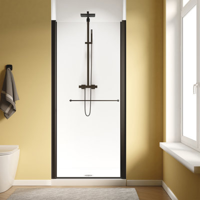 Matte Black Pivot Frameless Shower Door, 34-36 in. W x 72 in. H, 6mm Tempered Glass Door with Magnetic Seal, Reversible Installation