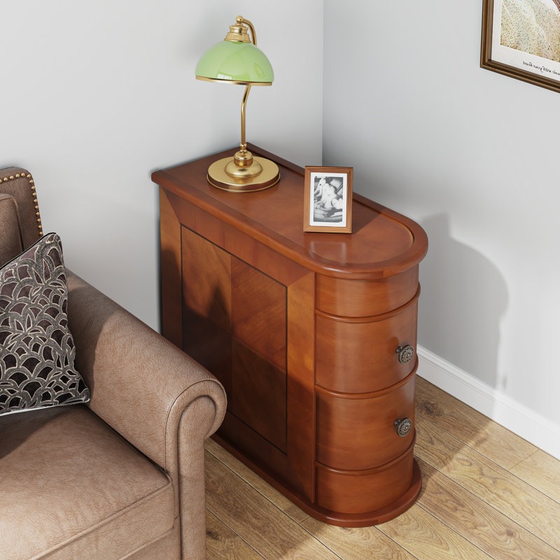 Solid Wood 2-Drawer End Table, Warm Neutral Brown