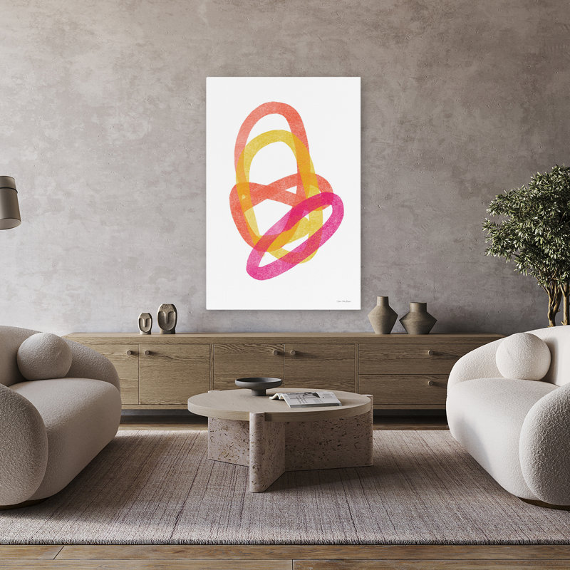 Cosmic Dance - boucles colorées contemporaines se chevauchant sur des formes abstraites, H 48 po x l 32 po