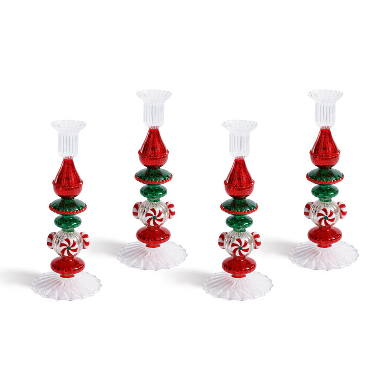 Porte-bougies Holiday en verre Mercury, ensemble de 4, H 9 po x l 3,5 po x P 3,5 po