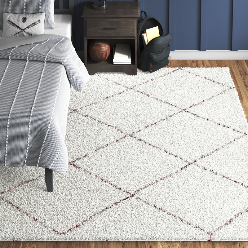 Tapis ivoire / brun touffeté à la main à motif géométrique Chapell, Rectangle 5 pi x 8 pi
