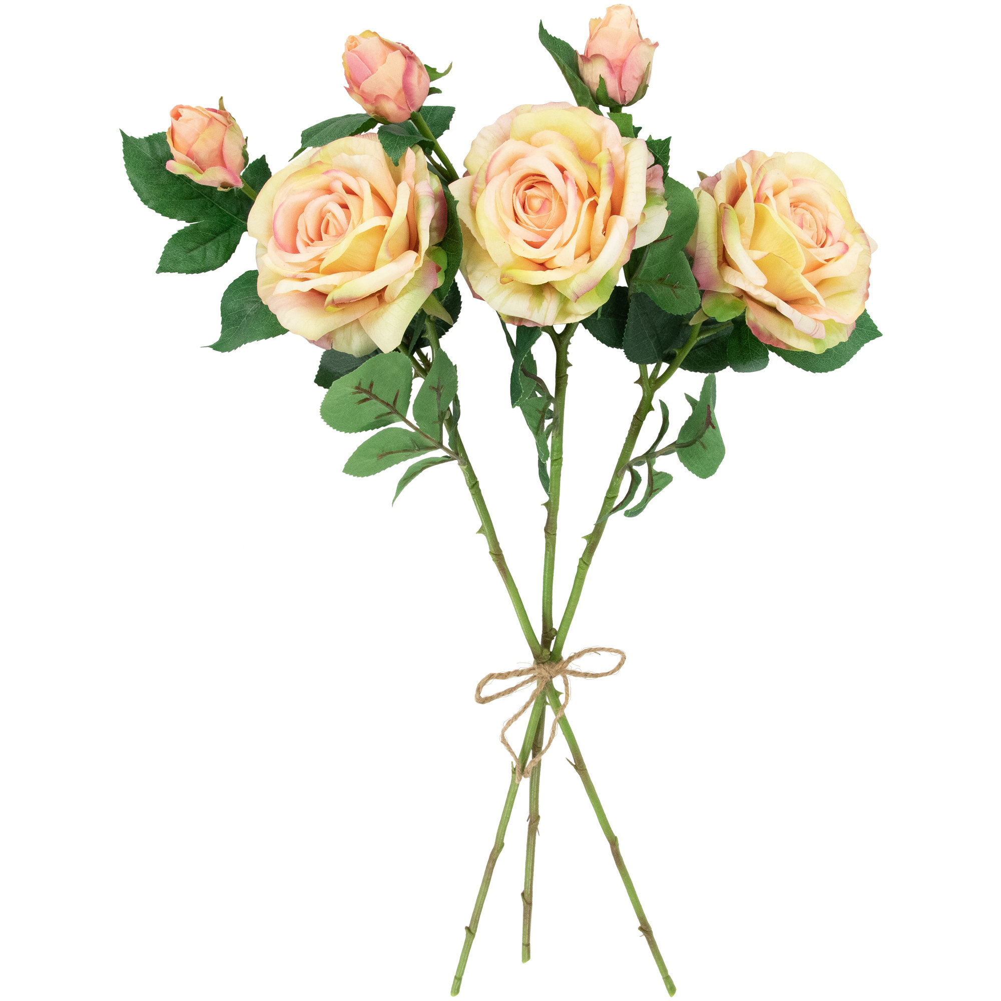 Cream and Pink Real Touch Artificial Rose Stems 26