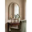 Miroir mural arqué couleur or champagne avec bordure perlée pour la décoration de la chambre et du salon