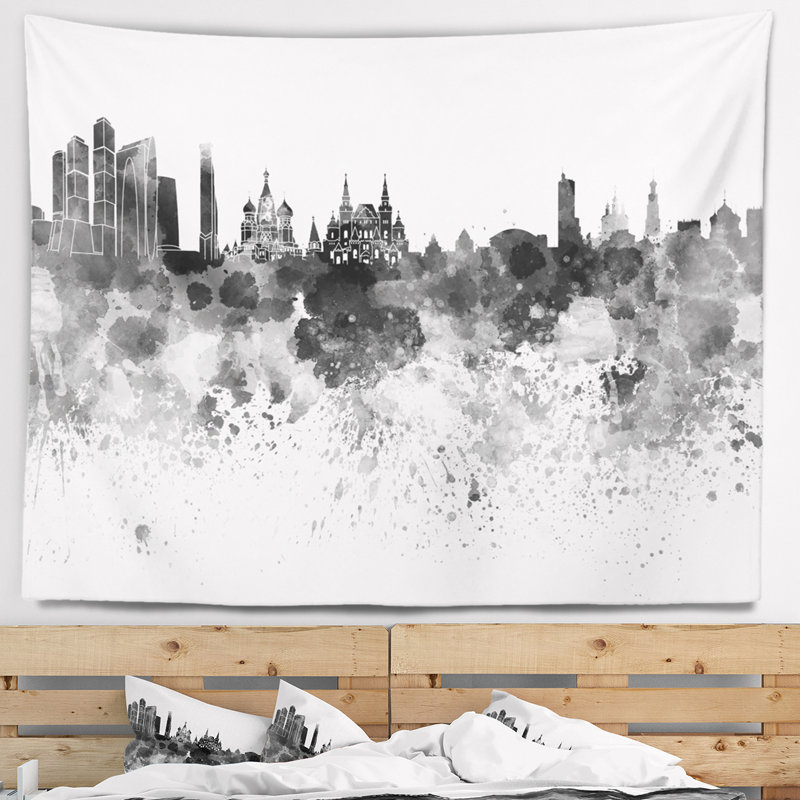 Tapisserie de skyline de moscou Cityscape, H 68 po x l 80 po