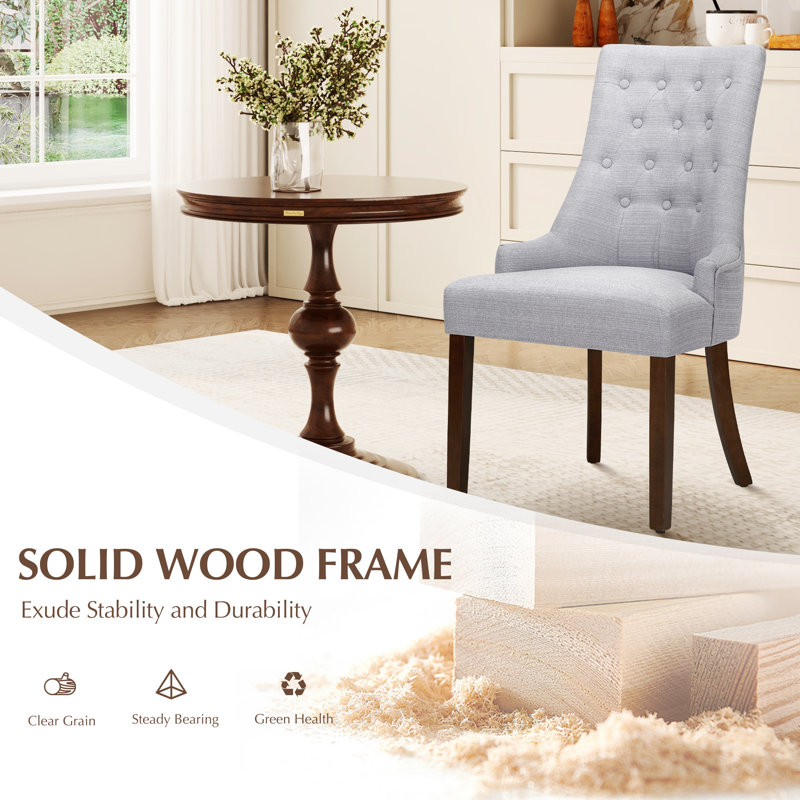 51cm H Tufted Fabric Upholstered Side Chair, Light Grey