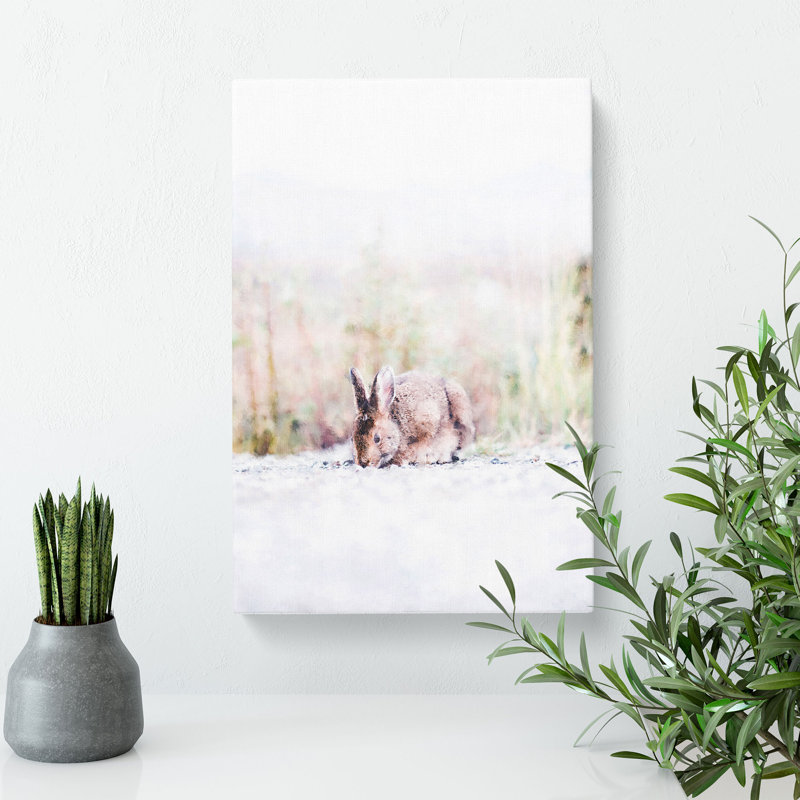Rabbit Grazing - Wrapped Canvas Print, 76cm H x 50cm W x 3cm D