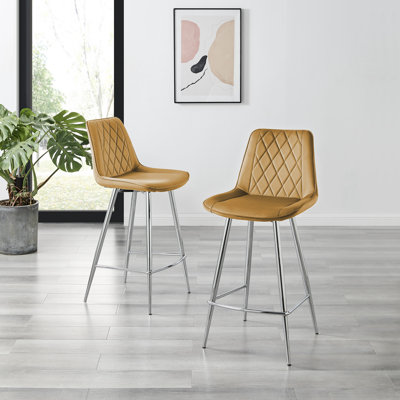 Tabouret de bar en velours Simsbury