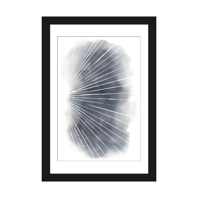 «Rays II», reproduction sur toile, H 32 po x l 24 po x P 1 po, Papier beaux-arts encadré noir, Blanc