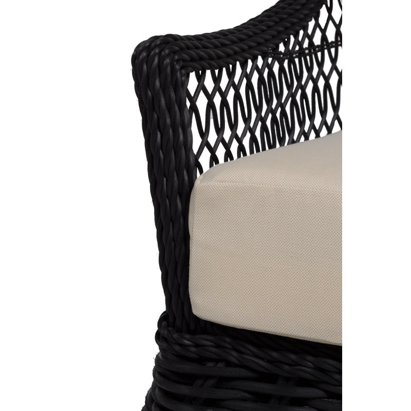 Soho Swivel Glider Chair with Cushions, Dove Sunbrella® Linen, Black, No Welt