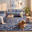 Tapis Lowland Modern à poils courts, motif mosaïque mouchetée abstraite, bleu marine, turquoise, gris, crème et rose, lavable à la machine, antidérapant, pour l'intérieur et l'extérieur, adapté aux animaux domestiques, idéal pour le salon, la chambre, la salle à manger, l'entrée, le couloir ou le bureau.-1032712948