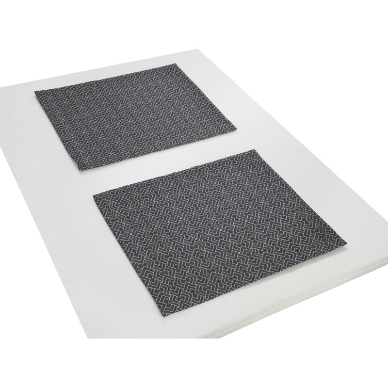 Salguero Cotton Geometric Rectangle Placemat, Dark blue