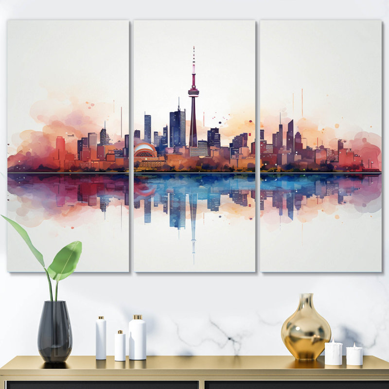 Canada Toronto City II, reproduction sur toile 3 pièces, H 28 po x l 36 po