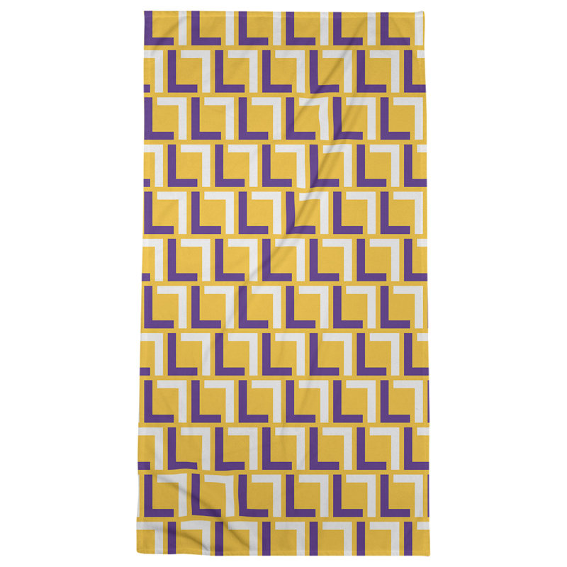 Bath Towel, Gold/Purple/White