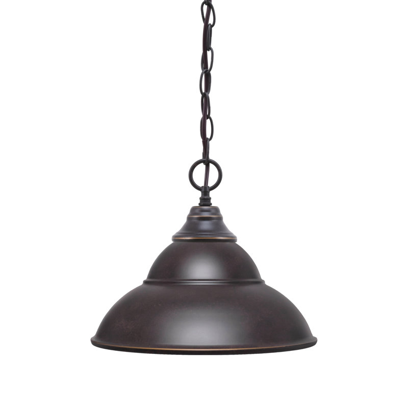 Luminaire suspendu en métal à double chaîne avec suspension Aeronwen, H 10,5 po x l 13 po, Granit foncé, Granit foncé