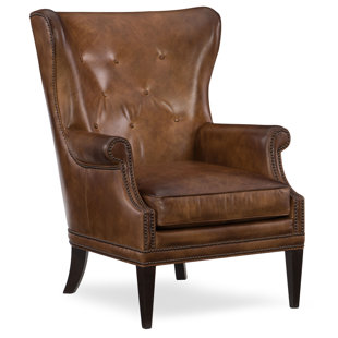 Melany 30'' Wide Genuine Leather Top Grain Leather Wingback Chair