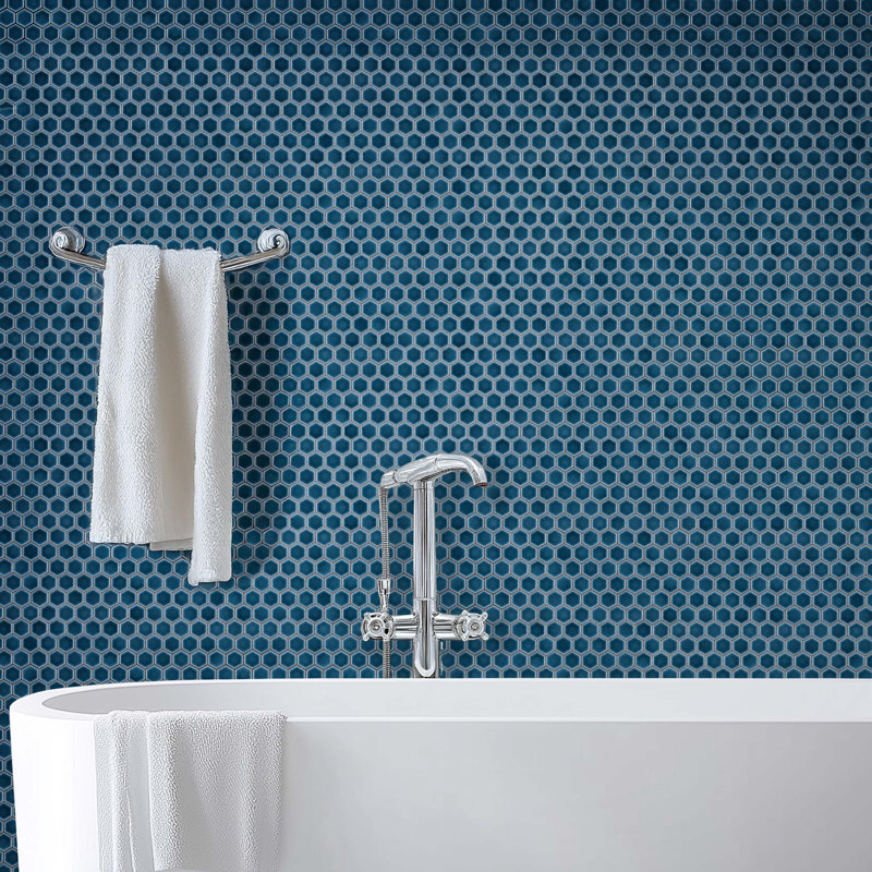 Tribeca 1" Hex Glossy 10-1/4 " x 11-7/8 " Porcelain Mosaic Floor and Wall Tile, Rusty Red