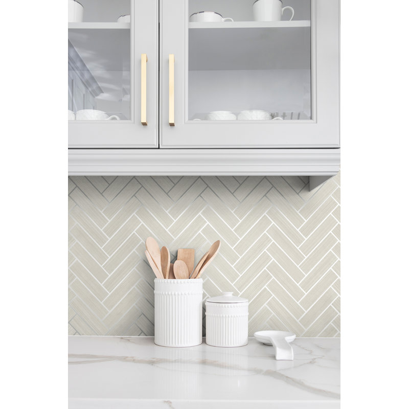 Chevron Vinyl Peel & Stick Metallic Wallpaper Roll, Lunar Gray/Metallic Silver