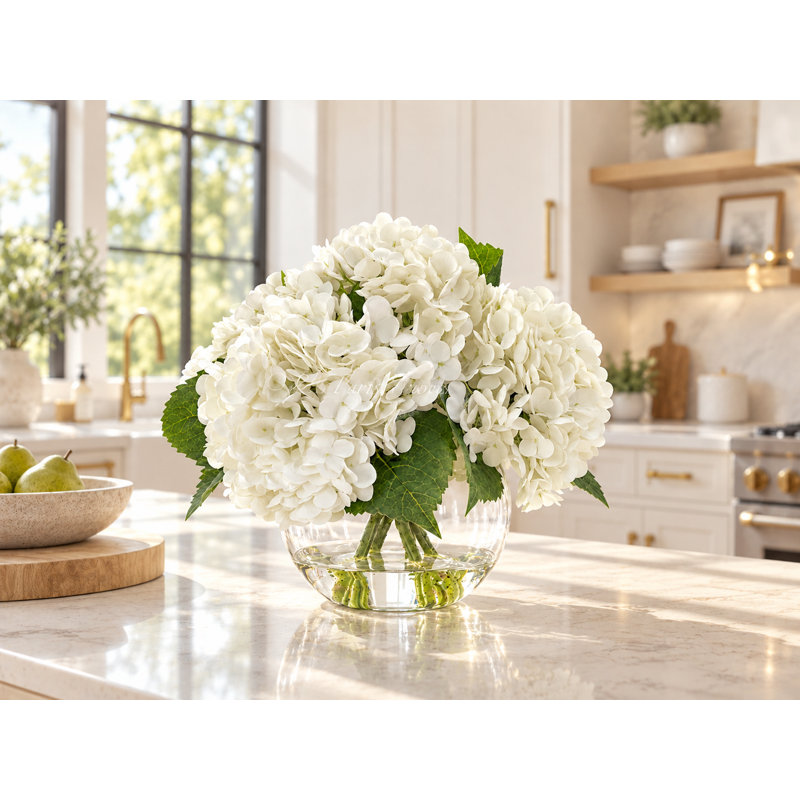 Real Touch Hydrangea In Vase, White Color