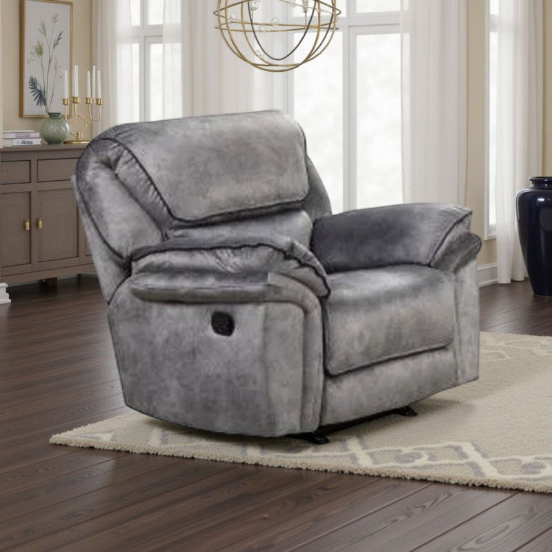 Fauteuil inclinable manuel Remma, similicuir gris, accoudoirs coussinés