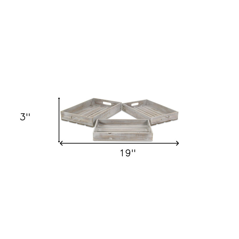 Eiland Solid Wood Tray, Gray