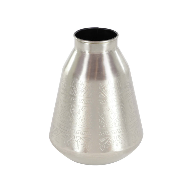 Silloth Metal Table Vase, 11" H x 7" W x 7" D, Silver