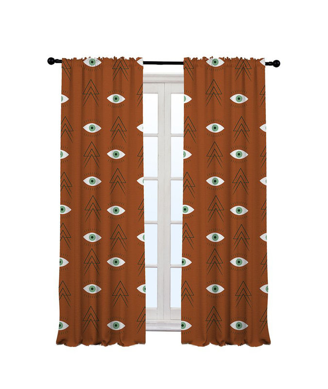 Ania Semi Sheer Curtain Pair, 140cm Width x 175cm Drop, Brick