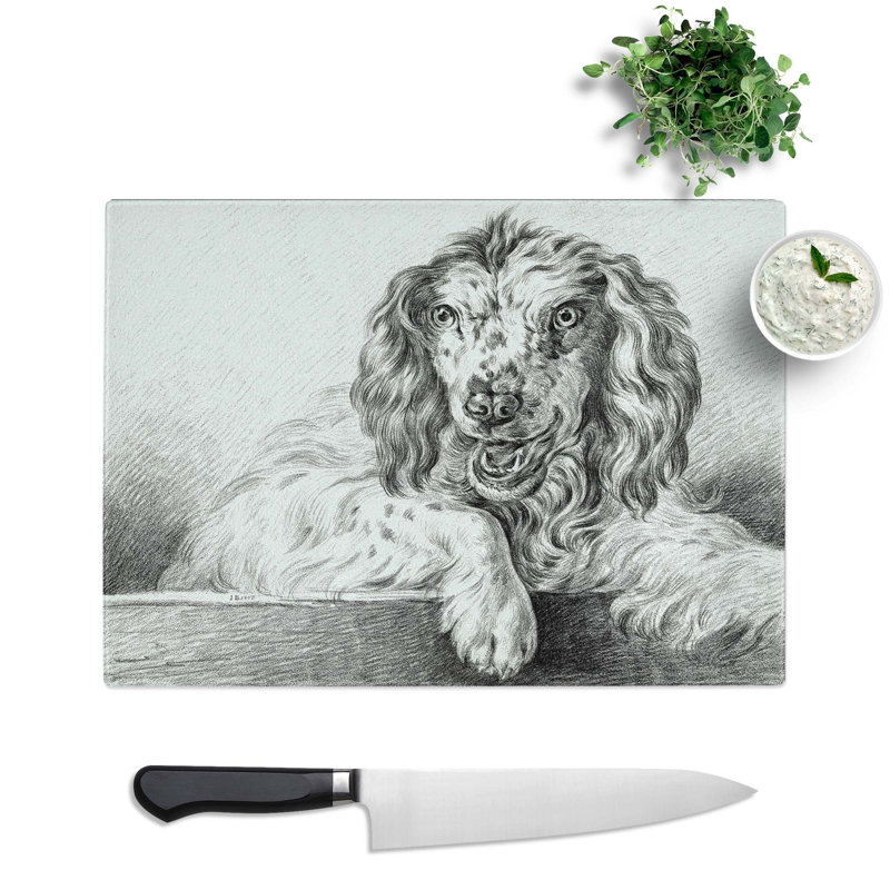 Tempered Glass Springer Spaniel Dog by Jean Bernard Chopping Board, 39 cm x 28.5 cm