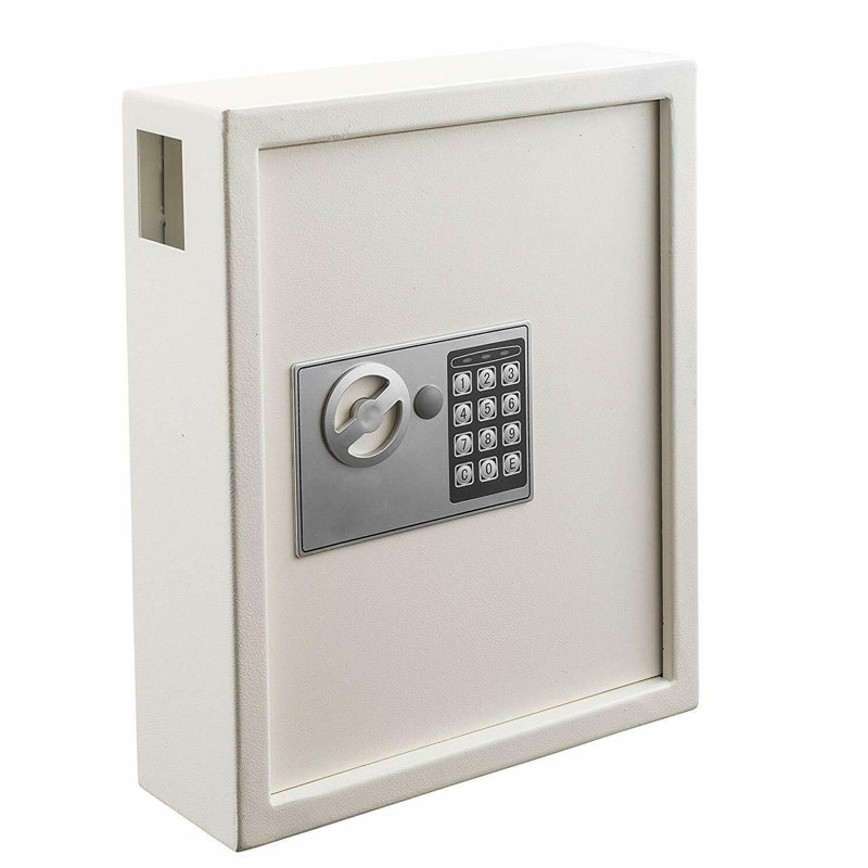 40-Key Steel Digital Lock Key Cabinet, White