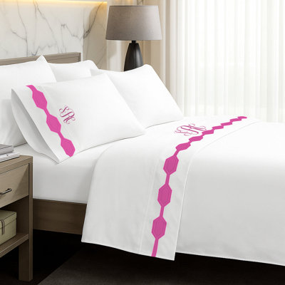 Monogram Hexagonal Applique Border Cotton Sheet Set