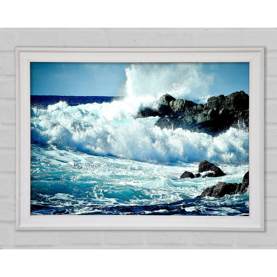 Gerahmtes Poster Waves Crashing On Rocks