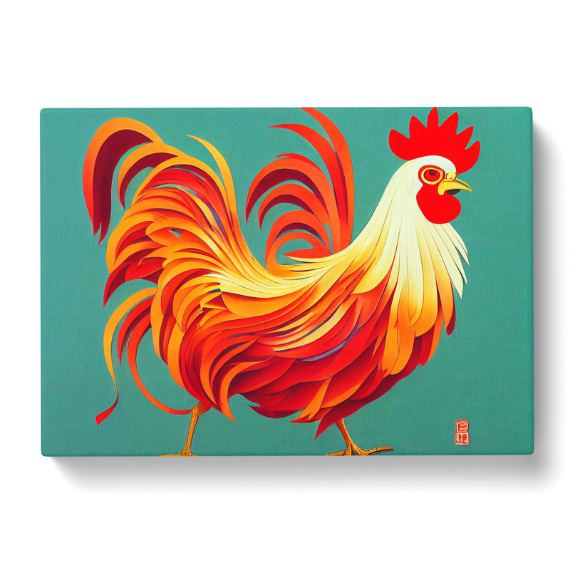 Unbeatable Rooster Abstract - Wrapped Canvas, 35cm H x 50cm W x 3cm D