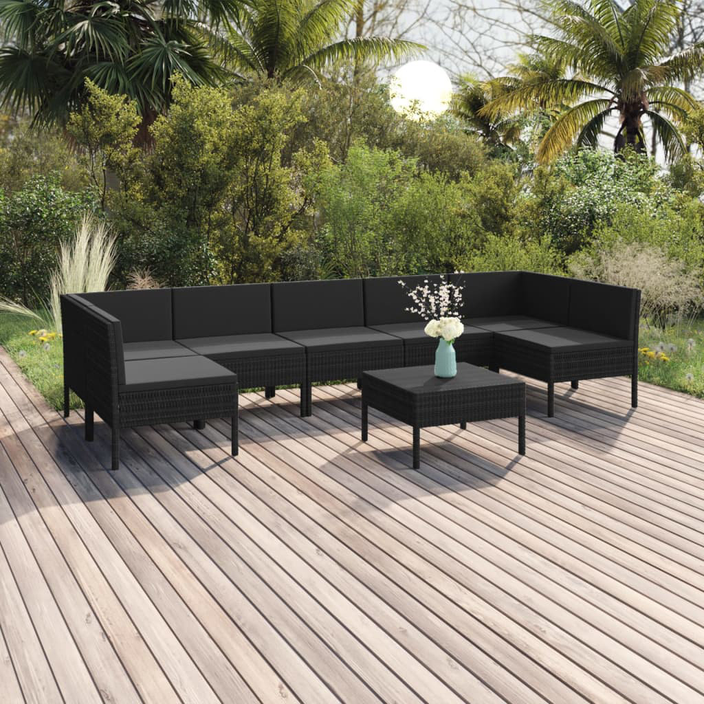 7-Sitzer Lounge-Set Jensiel aus Polyrattan mit Polster