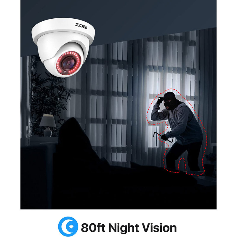 Wired Add-On 1080P HD-TVI Security Camera Kit Dome Outdoor IP66 for DVR Recorder, 80ft Night Vision