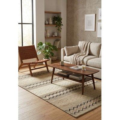 Tapis beige / blanc