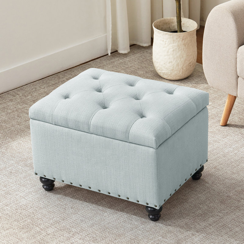 Repose-pieds rectangulaire avec rangement Dhiren, Performance bleu clair Jensen