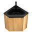 Meuble-lavabo mural flottant triangulaire de 30 po avec lavabo en résine noire et armoire en contreplaqué naturel, adapté pour les petits coins de salle de bain