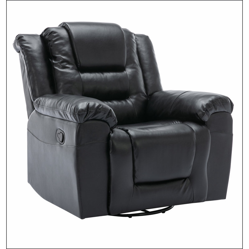 360°Swivel and Rocking Home Theatre Recliner Manual Recliner Chair with Wide Armrest, Black