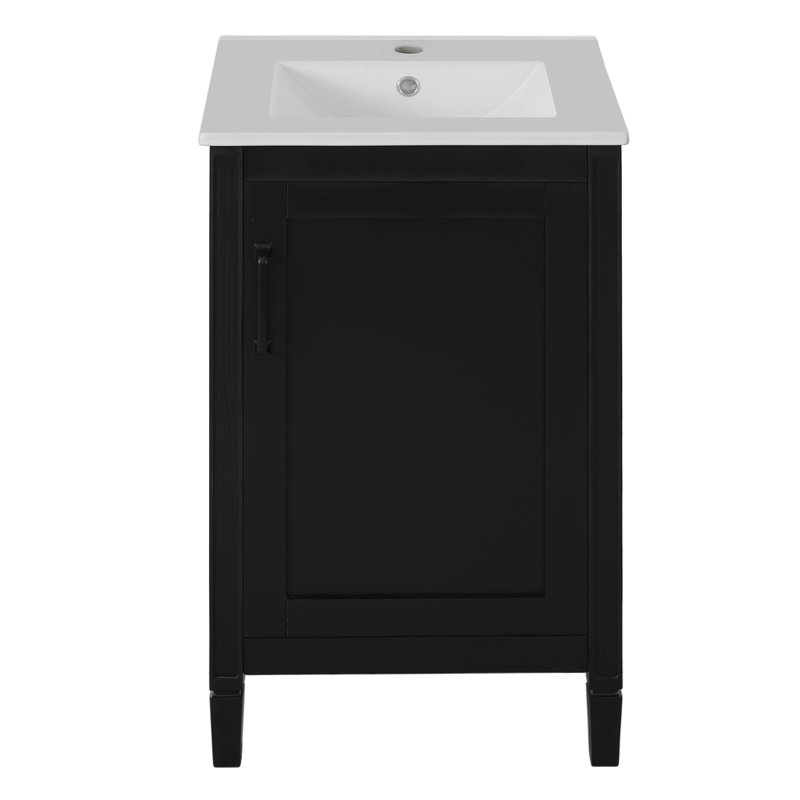 Meuble-lavabo 20 po avec comptoir en céramique, Noir