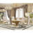 Cream Gold Carved Solid Wood Buffet Antique Scrolled Storage Cabinet Sideboard