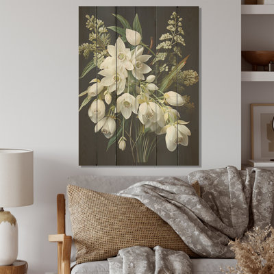 «Snowdrops Minimalisme Dream I - Snowdrops», art sur bois de pin naturel