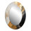 Minimalisme chrome doré et poteries noires - Grand miroir mural ovale sur métal