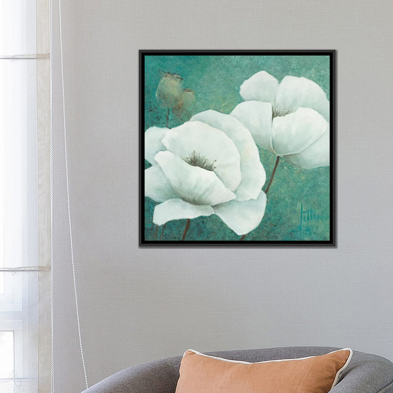 «Flora II», impression sur toile, H 18 po x l 18 po x P 1,5 po, Toile avec cadre noir, Pas de tapis