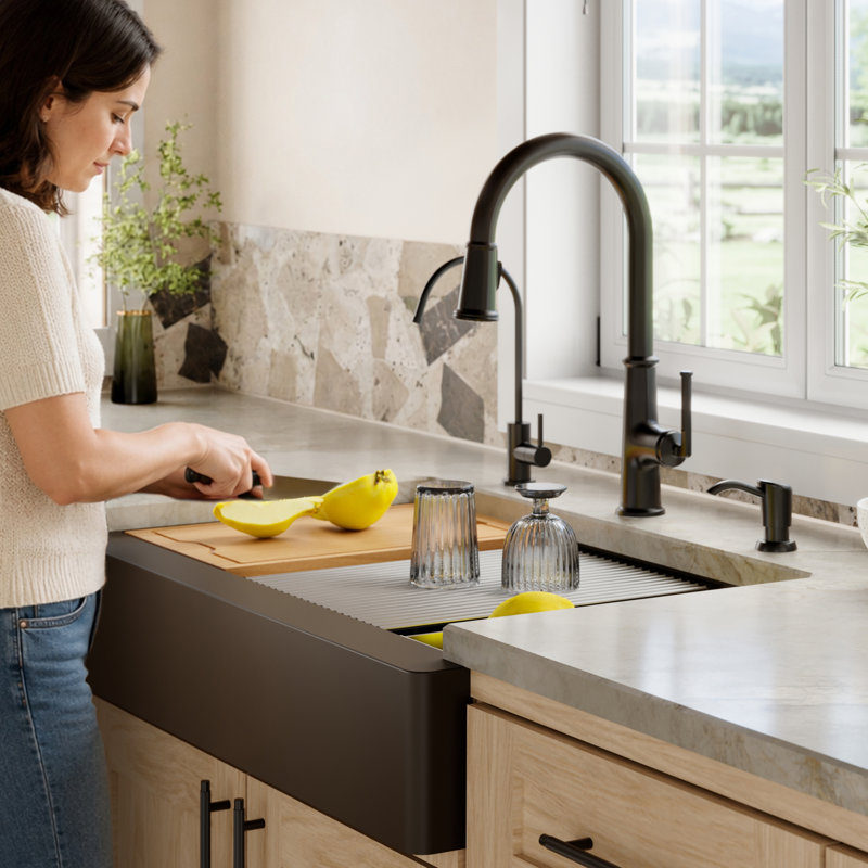 Évier de cuisine Karran Quartz, Brun