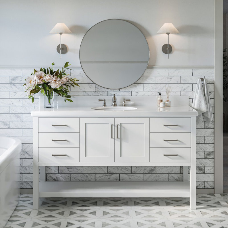 Ensemble de meuble-lavabo simple 61 po Magnolia, Blanc