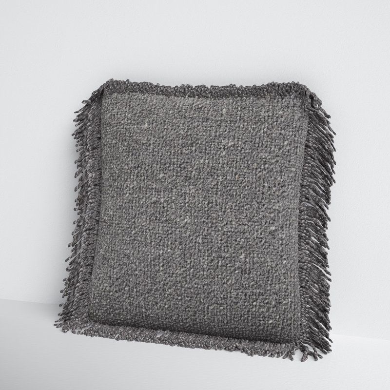Vila Square Throw Pillow, Down, Charcoal